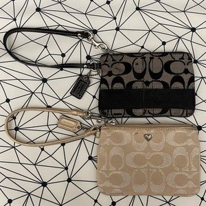 Coach Cardholder Wristlets in Mertallic Gold and Black & Gray